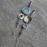 Old náušnice with blue kamene and a cross
