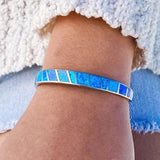 Strieborný náramok with blue opal