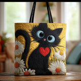 Ručno rađena Black Cat Torba s a Heart i Daisies
