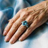 Vintage Strieborný Prsteň with Blue Krištáľové