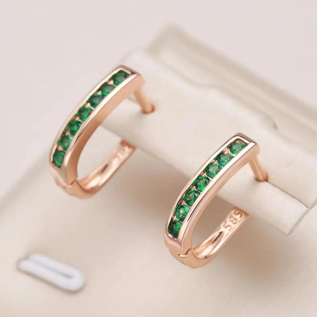 Emerald and diamantové náušnice in zlatý