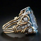 Vintage Zlatý Prsteň with Blue Zircon Layers