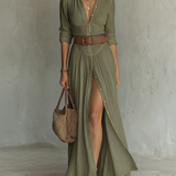 Suzanne | Maxi šaty with revere collar