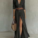 Suzanne | Maxi šaty with revere collar