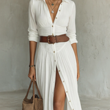 Suzanne | Maxi šaty with revere collar