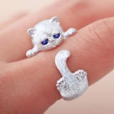Nastaviteľný 925 Sterling Strieborný Cat Prsteň