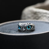 Nastaviteľný lucky owl prsteň in strieborný with opal