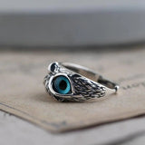 Nastaviteľný lucky owl prsteň in strieborný with opal