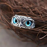 Nastaviteľný lucky owl prsteň in strieborný with opal