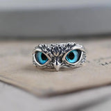 Nastaviteľný lucky owl prsteň in strieborný with opal