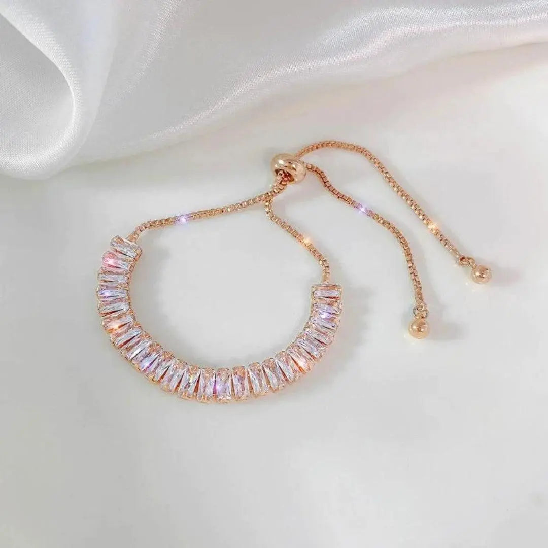 Nastaviteľný cubic zirconia náramok in zlatý and strieborný