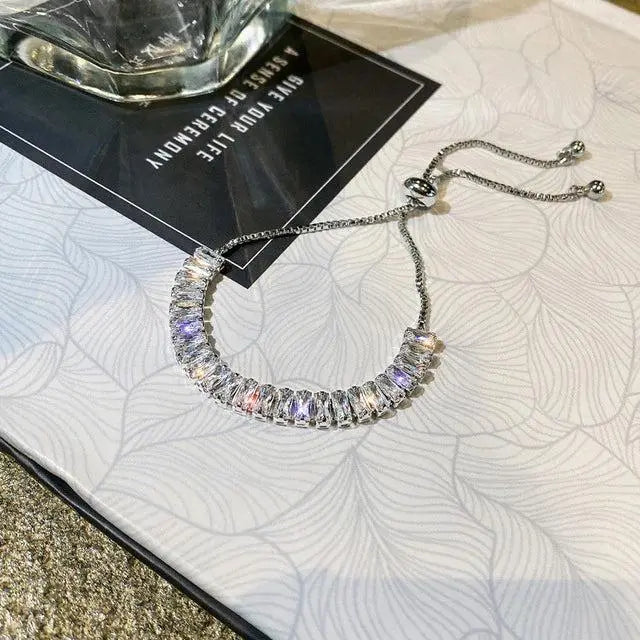 Nastaviteľný cubic zirconia náramok in zlatý and strieborný