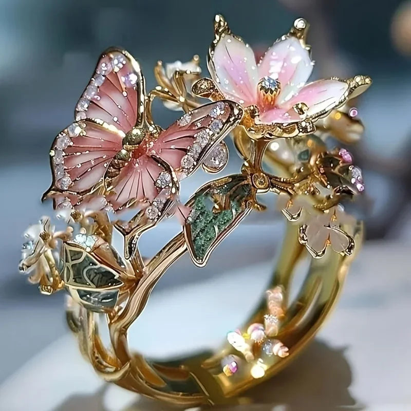 Nature's dazzling motýľ prsteň with zirconia