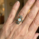 Blue Vintage Prsteň with Crystals and Opal