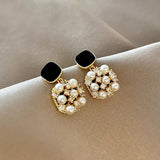 Golden black opal stud náušnice