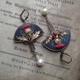 Bohémske náušnice with beads and red krištáľové