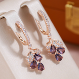Elegantna zlatna-plated naušnice s garnet kristalnas