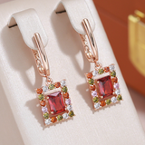 Elegantné cubic zirconia náušnice with red crystals