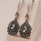 Elegantné Black Krištáľové Mandala Náušnice