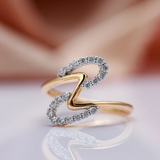 Elegantné sparkling wave prsteň golden