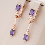 Elegantna Naušnice s Purple Kristalnas