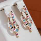 Elegantné Náušnice with Multicolor Zircons in Zlatý