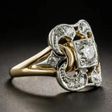 Golden vintage prsteň with cubic zirconia