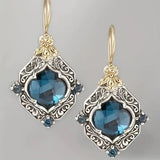 Blue Krištáľové Náušnice in Zlatý and Strieborný Tone