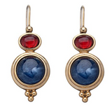 Vintage náušnice with blue and red kamene