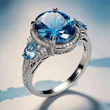 Vintage Strieborný Prsteň with Blue Krištáľové