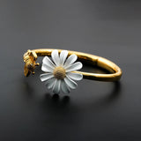 Vintage Zlatý Náramok with Daisy and Bee