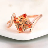 Rose zlatý pyramid cut orange gemstone prsteň