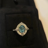 Timelessly nastaviteľný prsteň in white strieborný and aquamarine