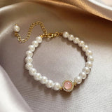 Vintage náramok with pearls and rose quartz