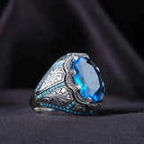 Handmade vintage prsteň in strieborný and blue kameň