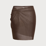 Tmavá káva Shimmer Cover Up sukňa